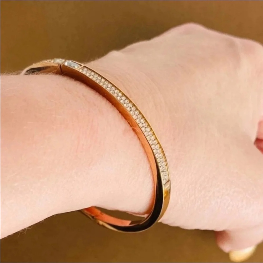 $98 Michael Kors Crystal Hinged Brilliance Bracelet Rose Gold-tone - Picture 3 of 7